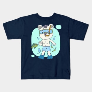 cute bear diving Kids T-Shirt